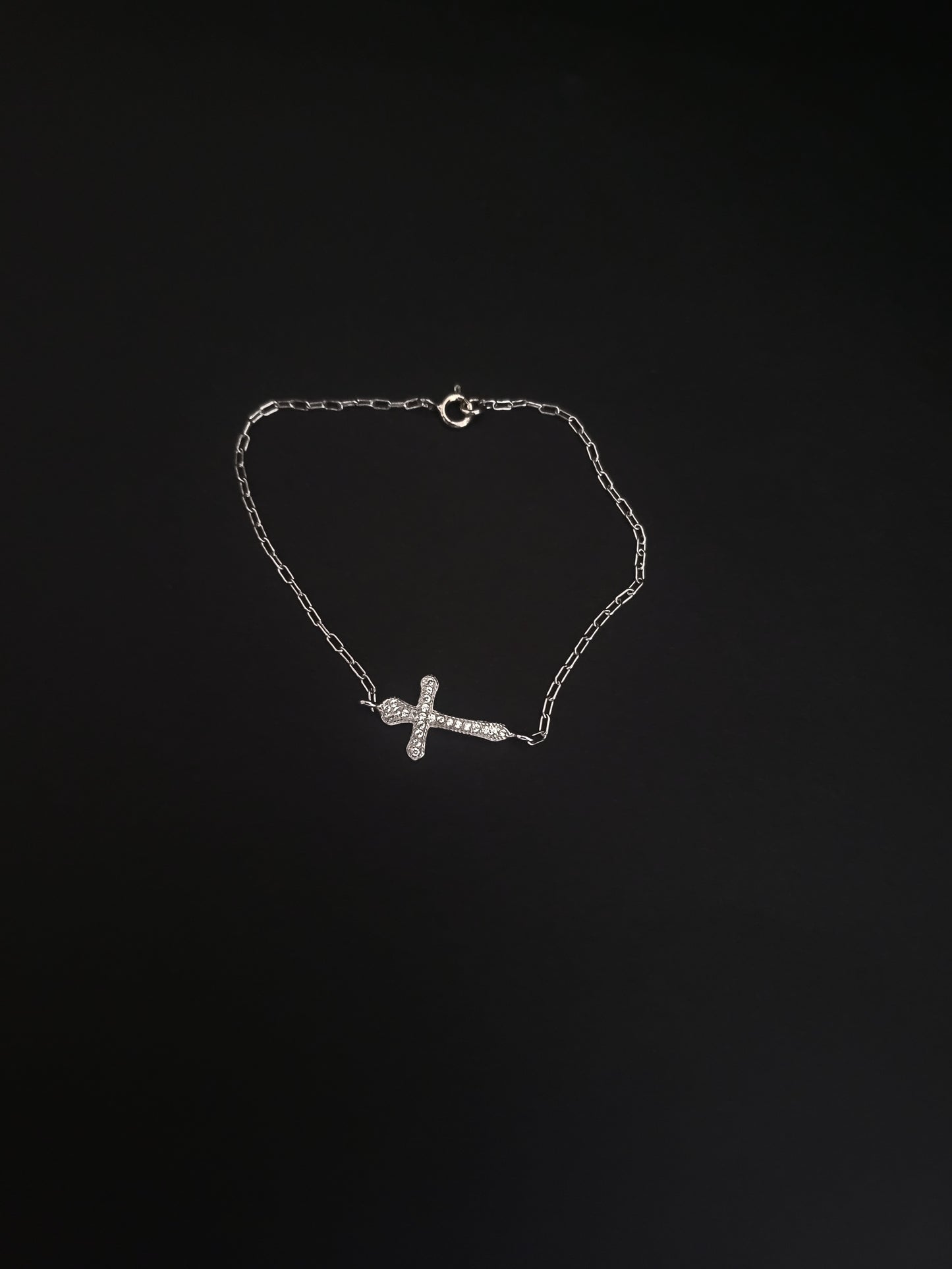 Pulsera Cruz Brillantes Plata
